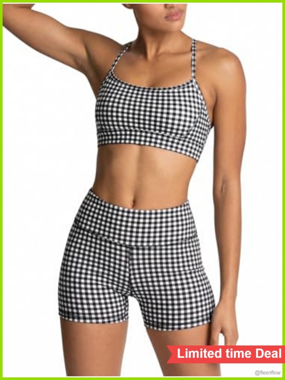 2 Piece Workout Set Women Nylon Spandex Yoga Gym Top Biker Short